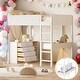 preview thumbnail 20 of 25, Full Size Loft Bed Wood Bed With Shelf,Drawers,Convertible Desk,Soft Padding and Plush Fabric