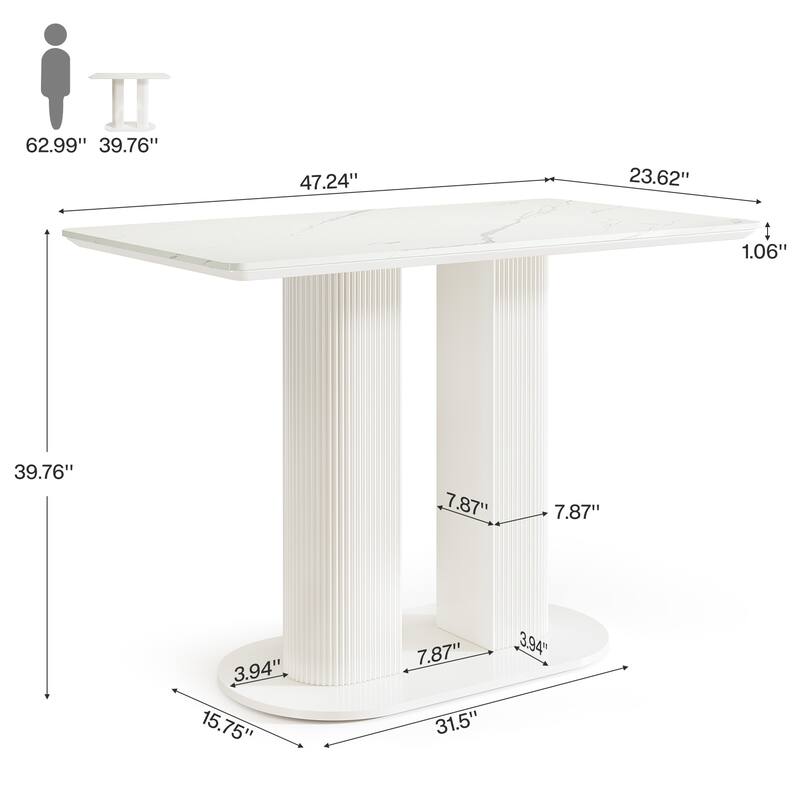 47-Inch Home Bar Table, Bar Unit with Faux Marble Finished Tabletop