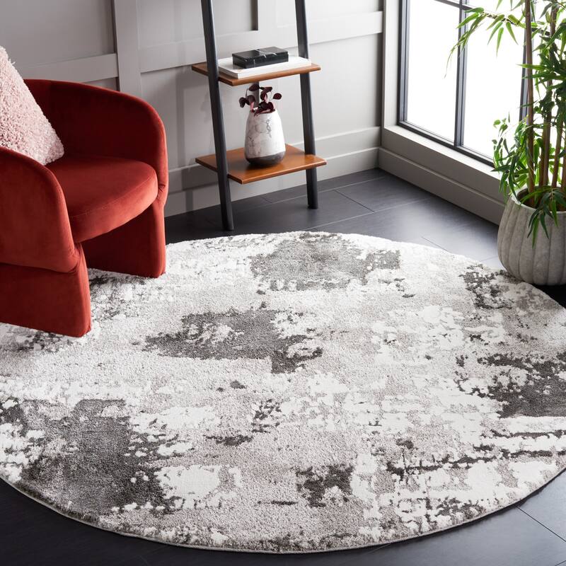 SAFAVIEH Century Dagnija Modern Abstract Rug - 6'7" Round - Grey/Ivory
