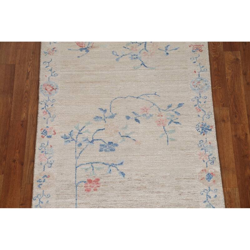 Vegetable Dye Art Deco Oriental Runner Rug Wool Hand-knotted Carpet - 2'10" x 11'7"