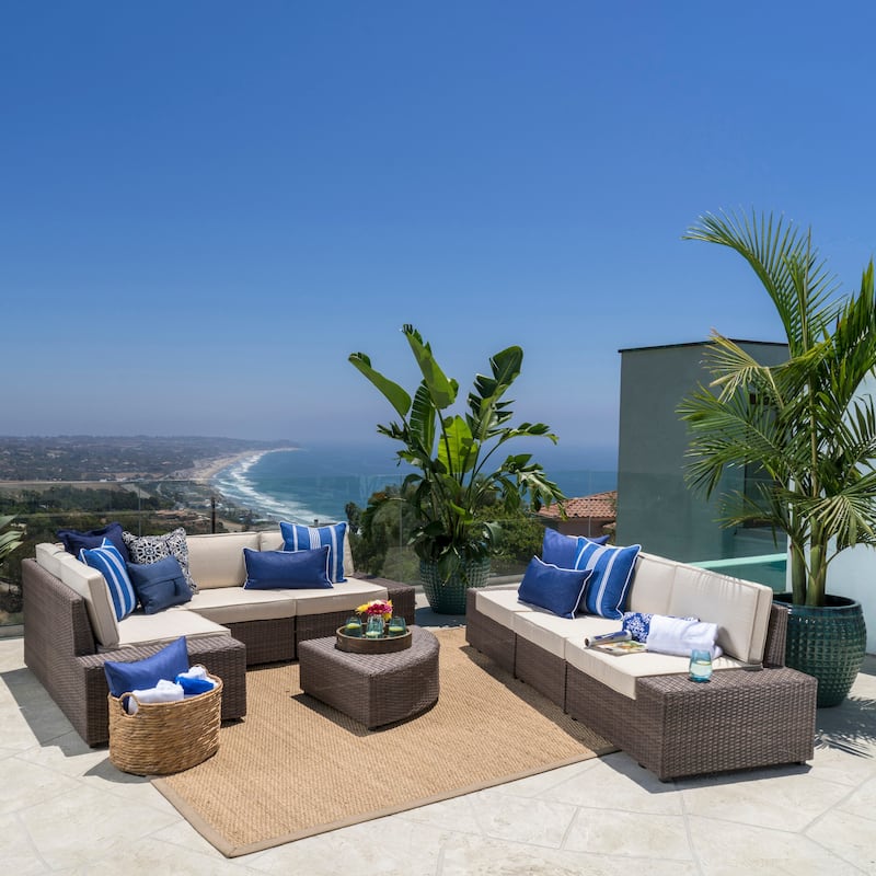 Santa Cruz Outdoor 8-piece Sectional Set by Christopher Knight Home