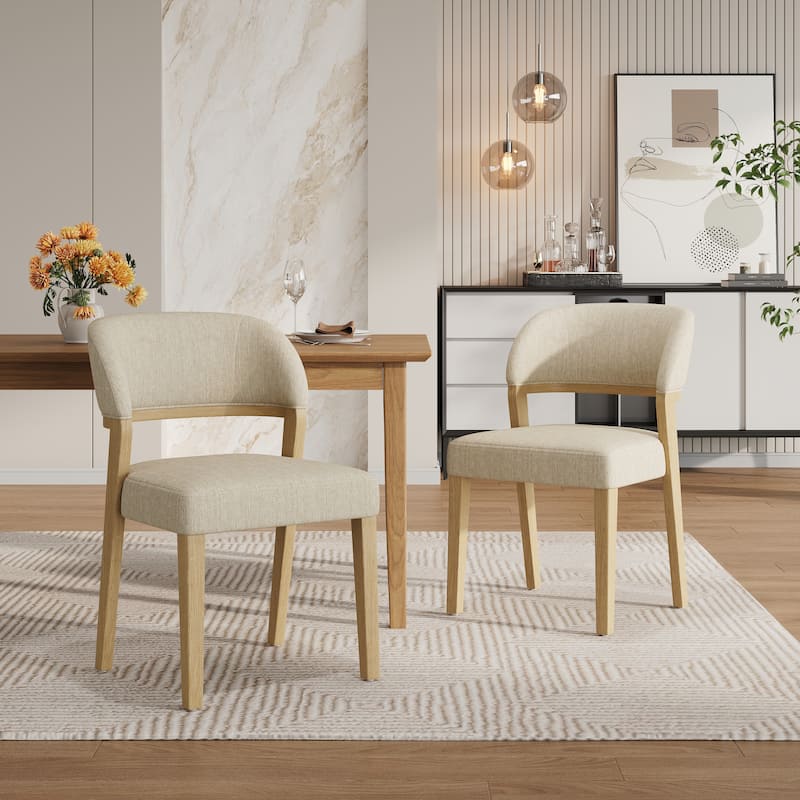 Christopher Knight Home - Caelum Rubberwood Upholstered Dining Chair with Cushioned Seat