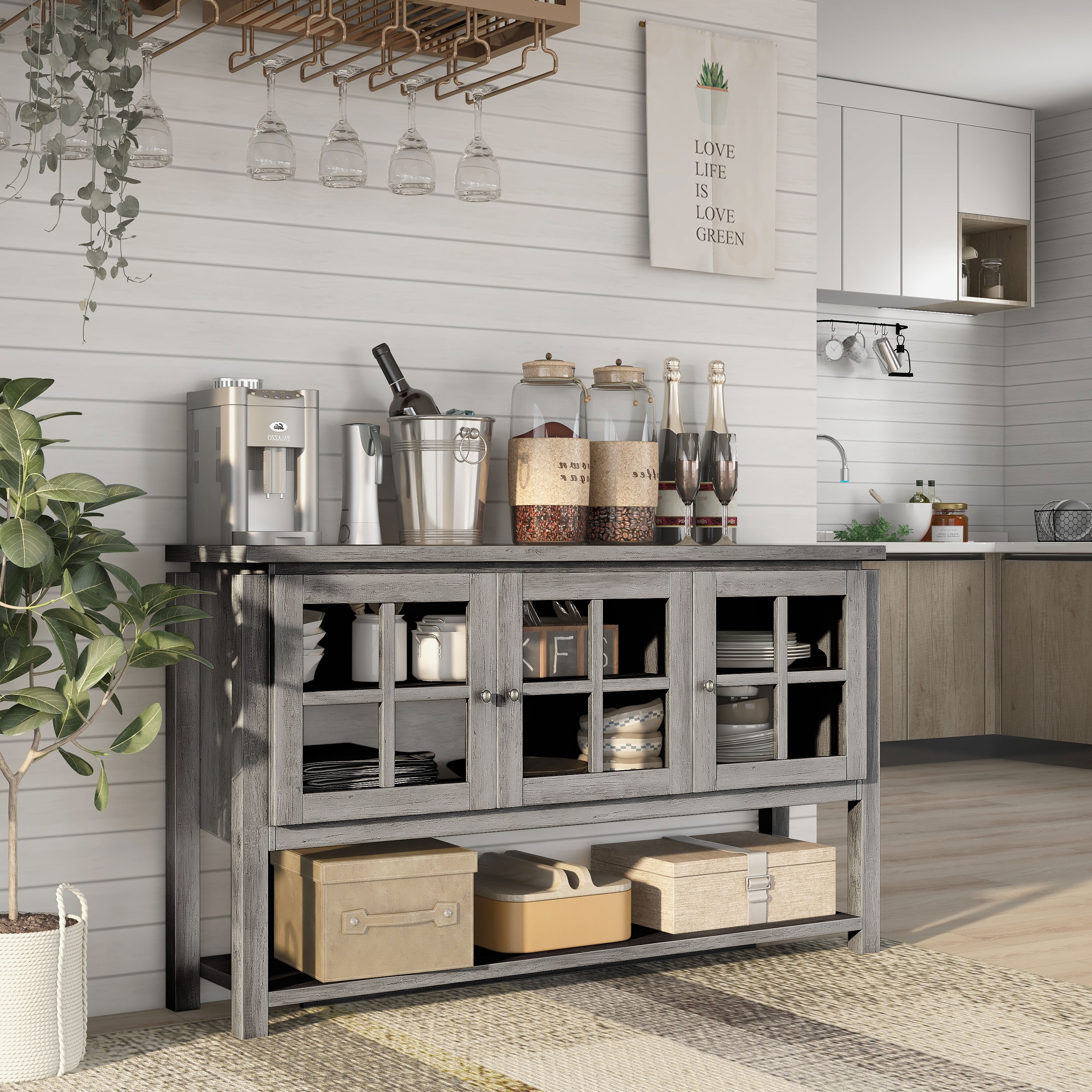 Furniture of America Wins Modern Farmhouse 5-shelf Buffet Table