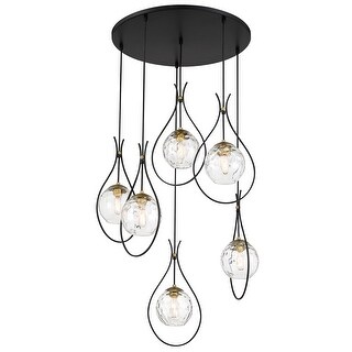 Minka Lavery 1536 Cody 6 Light 28" Wide Pendant with Clear Water Glass