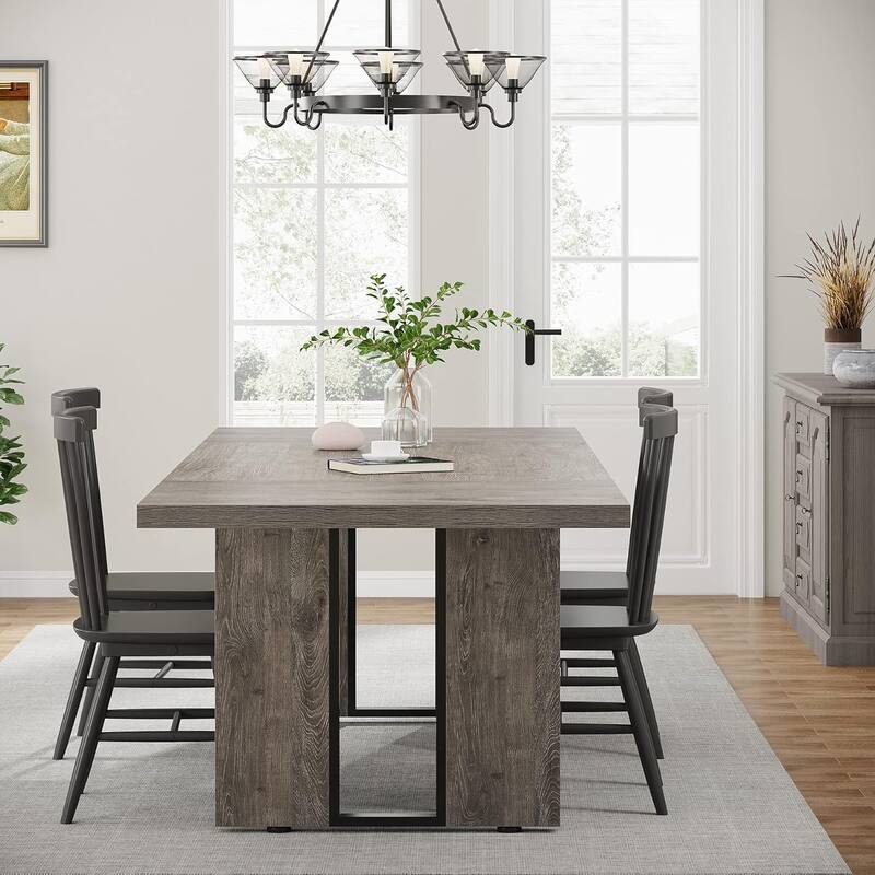 71" Rustic Farmhouse Dining Table for 6-8 People - Large Rectangular Kitchen Table, Wood Dining Room Table for Family Meals