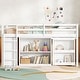 preview thumbnail 1 of 10, Twin Loft Bed w/ Stroage Case & Drawer Cabinet, Shelf Cabinet, Pulling - Out Desk, Rubber Wood Loft Bed w/ Ladder, White White