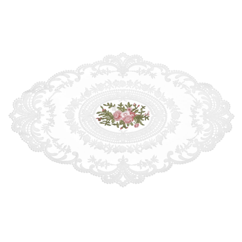 16x22-in Retro Lace Placemat Oval French Crochet Doilies Coasters White