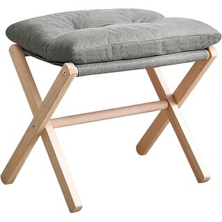 Foldable Wood Foot Rest with Thick Cushion, Modern Padded Stool for ...