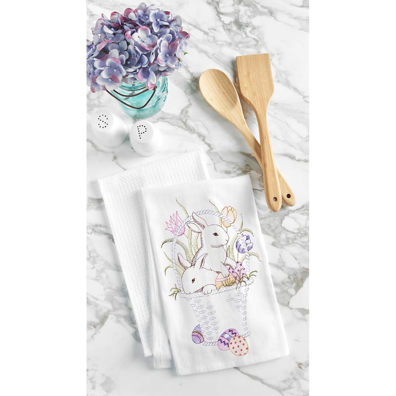 Bunny Basket Flour Sack Kitchen Towel