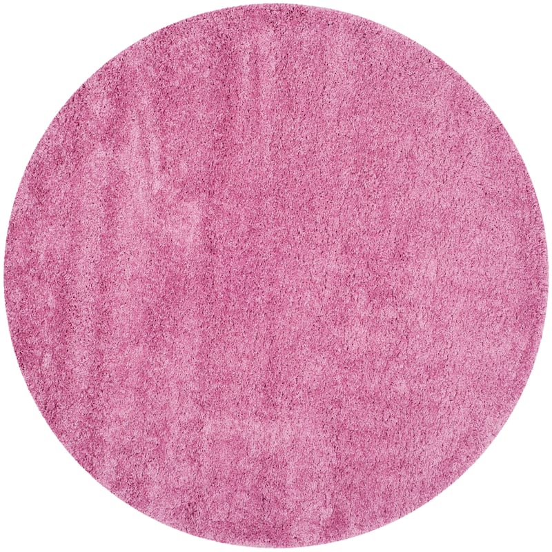 SAFAVIEH California Premium Shag Izat 2-inch Thick Area Rug - 4' Round - Pink