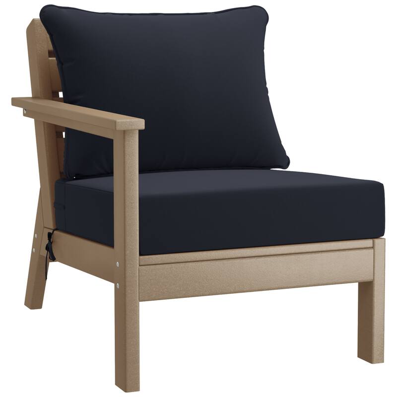 Birchwood All Weather HDPE Outdoor Patio Weathered Wood Deep Conversation Set (6-Piece Set)