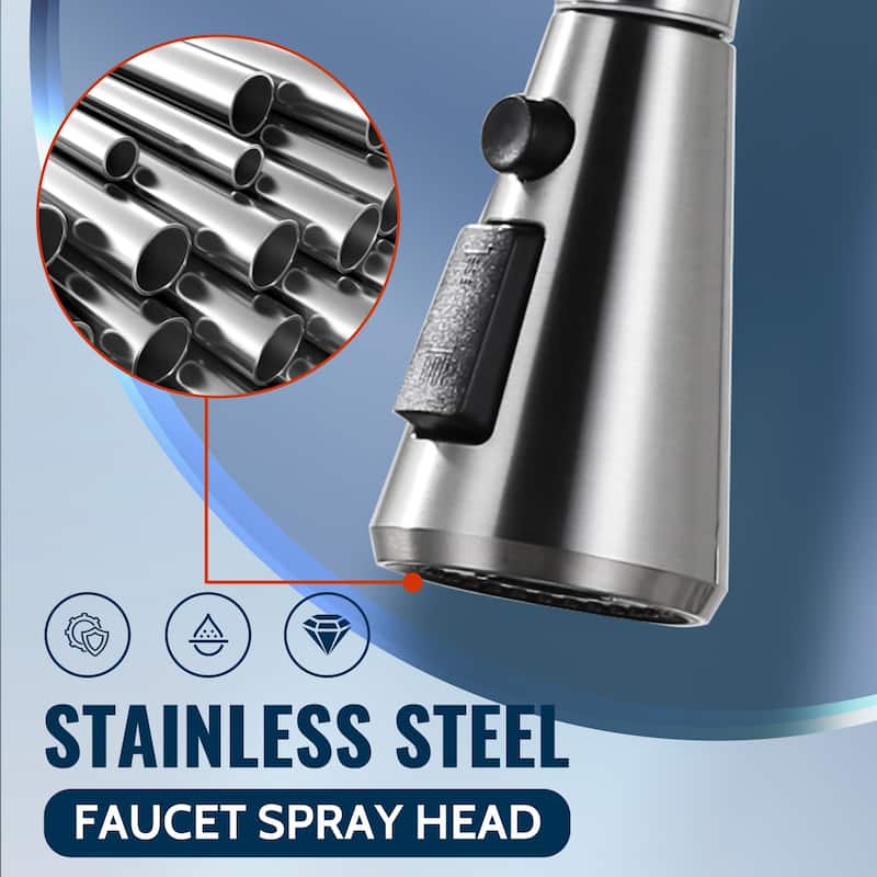 WOWOW Stainless Steel Kitchen Sprayer Head - 3 Modes with 9 Adapters