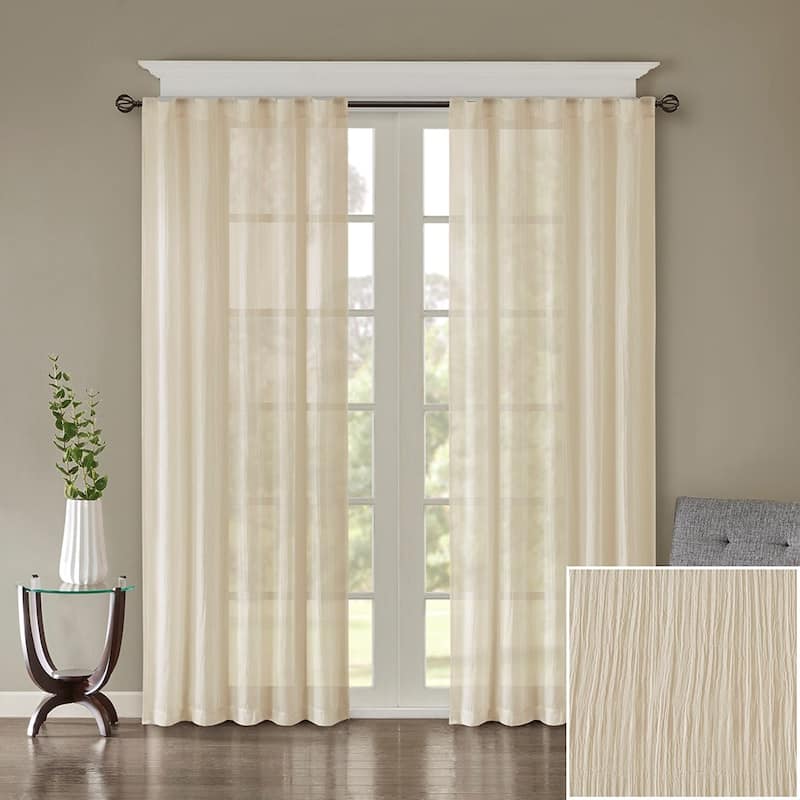 Solid Crushed Curtain Panel Pair(2 Pcs Window Panels) - Cream
