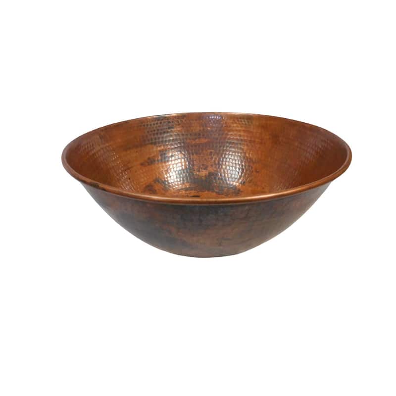 14" Round Natural Patina Copper Vessel Bathroom Sink by SimplyCopper - 14" X 14" X 5.5"