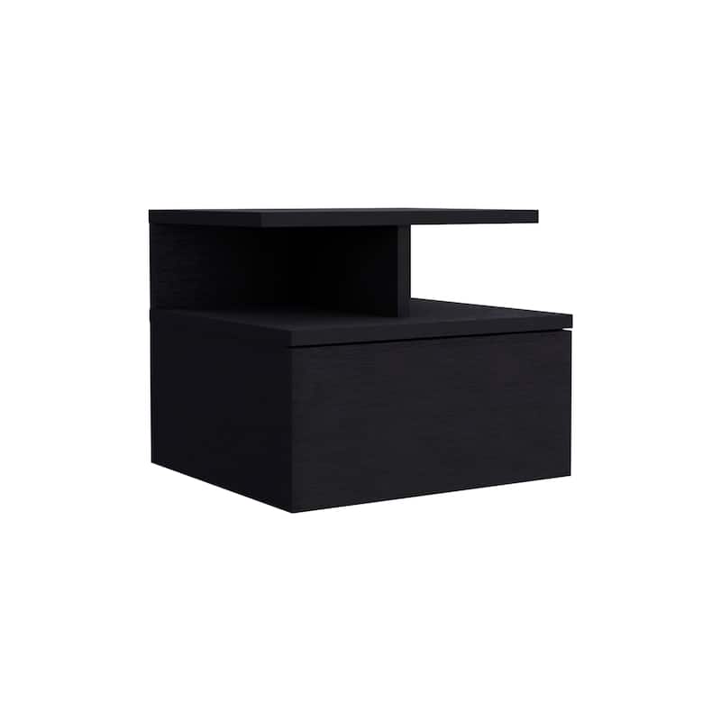 Floating Nightstand 12"H,Wall Mounted with Single Drawer and 2-Tier Shelf,for Bedroom,Closet,Entryway,College Dorm