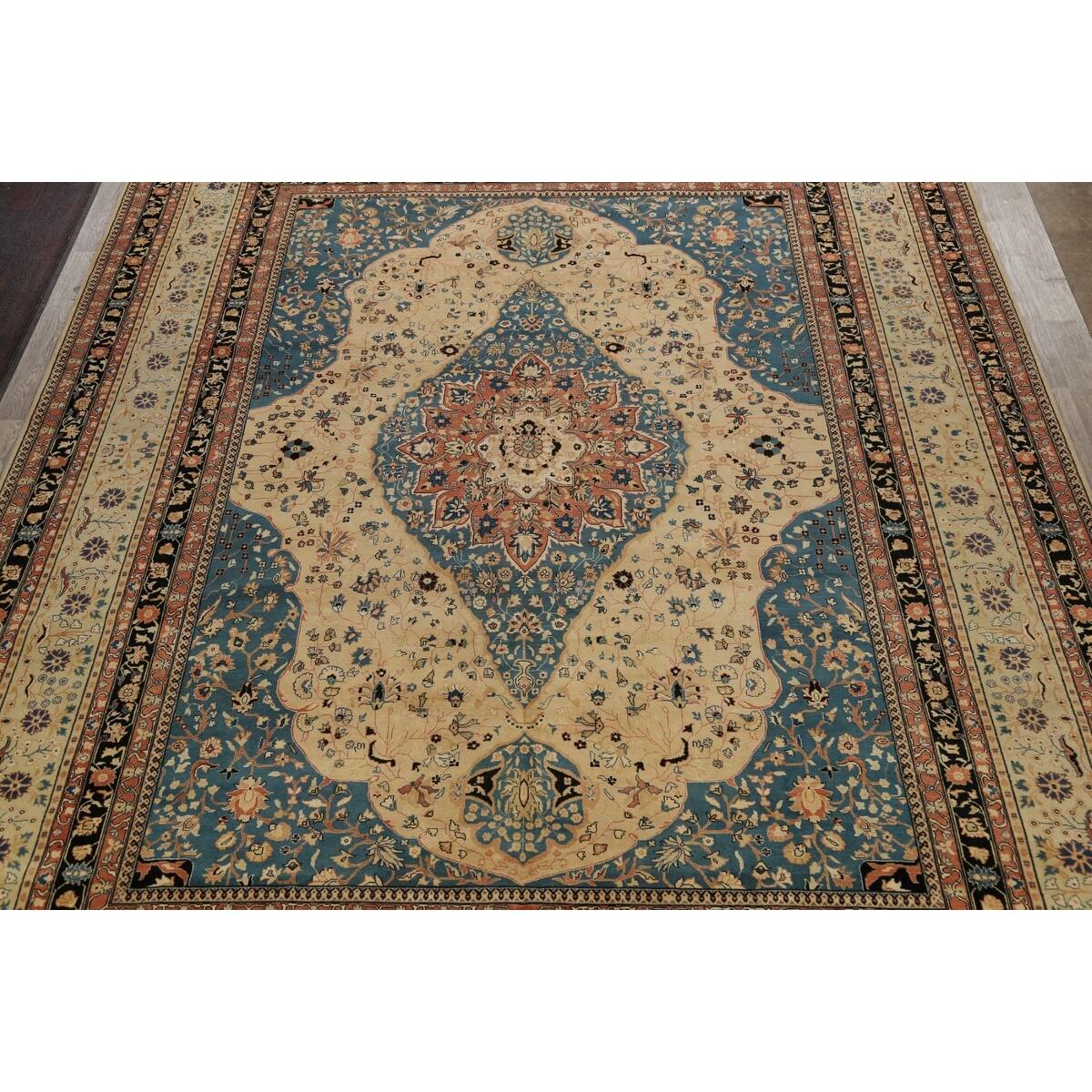 Vegetable Dye Tabriz Haj Jalili Persian Kork Wool Area Rug Handmade