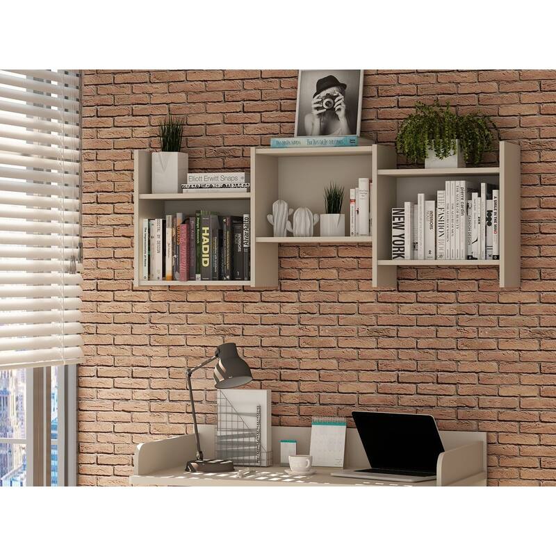 Hampton Zig-Zag Wall Decor Shelves - Off-White