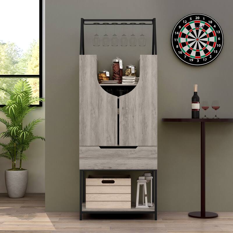 Marcus Contemporary Metal Multi-storage Wine Cabinet by Furniture of America