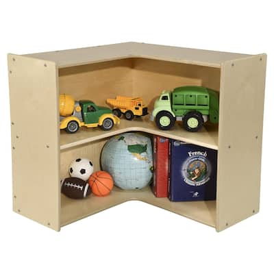 Contender Brich Wood BookShelf, 2 Storage Display Shelves, Sturdy Bookcase Classroom Organizer For Toys - 27.75-Inch Height