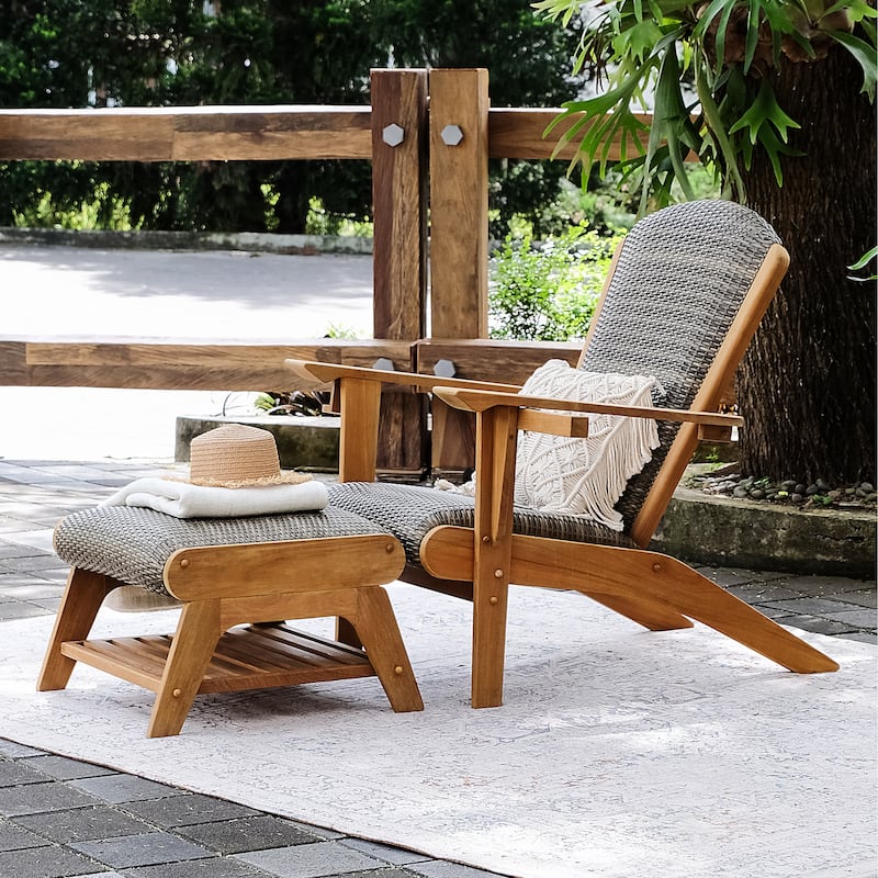 Cambridge Casual Auburn Set of 5 Upholstered Teak Outdoor Adirondack Chair Set