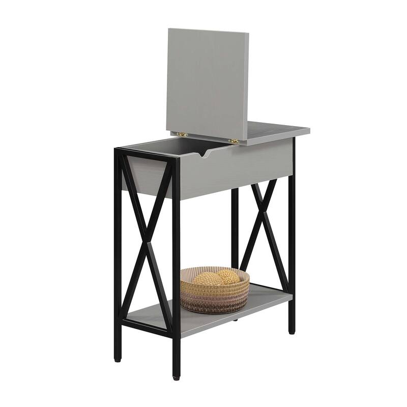 Convenience Concepts Tucson Flip Top End Table with Charging Station and Shelf