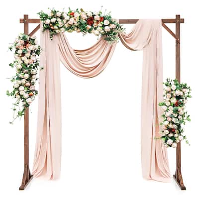 Gymax 7.2 FT Square Wedding Arch Wooden Arbor Backdrop Stand w/