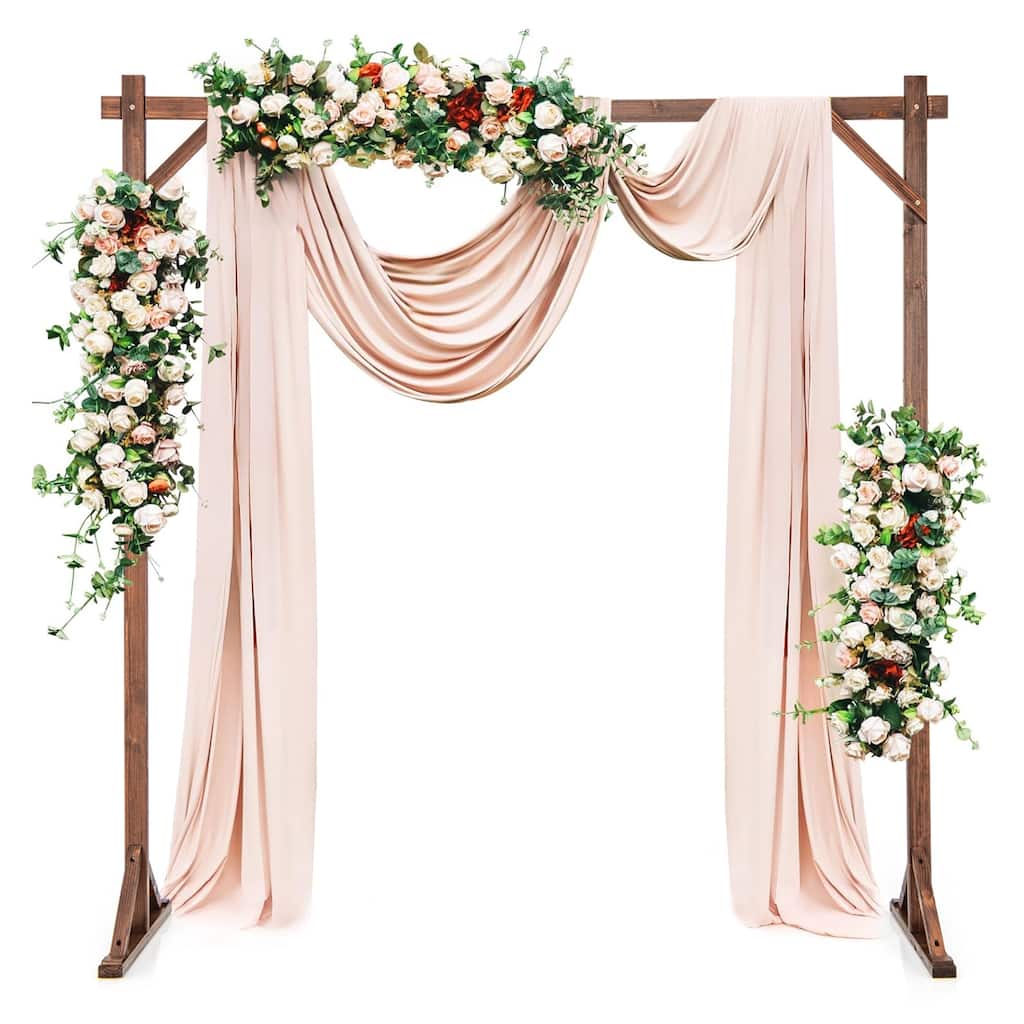Gymax 7.2 FT Square Wedding Arch Wooden Arbor Backdrop Stand w/