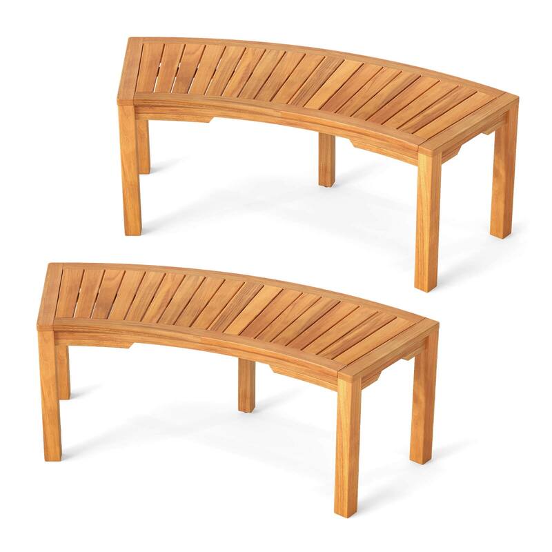 Costway 1/2/4 PCS Outdoor Curved Bench with Slatted Seat Wrap Around - See Details