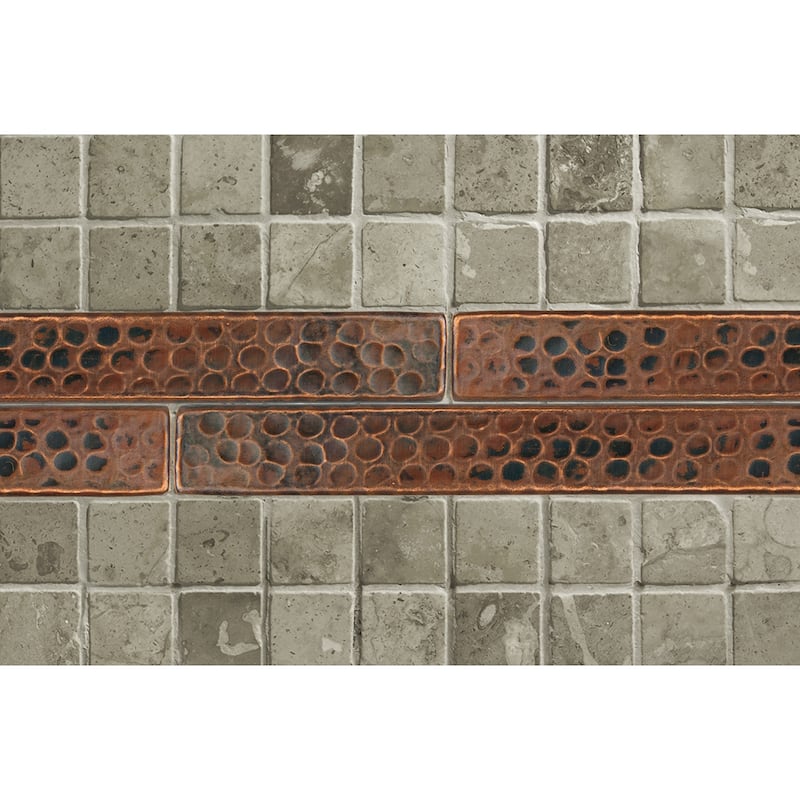 1" x 8" Hammered Copper Tile - Quantity 4 (T18DBH_PKG4)