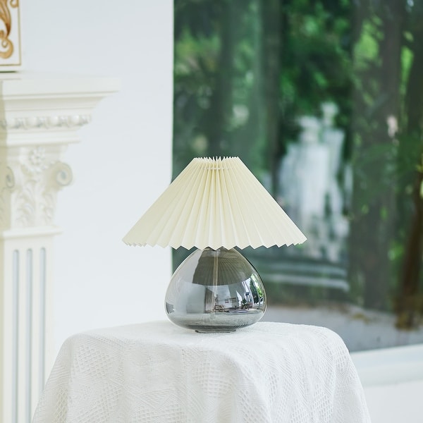 HAITRAL Black Modern Table Lamp - Minimalist Small Bedside Lamp With Hollowed Out Base Linen Fabric Shade Vintage Nightstand Lamp For Bedroom Living Room Side Table Desk Kids Room