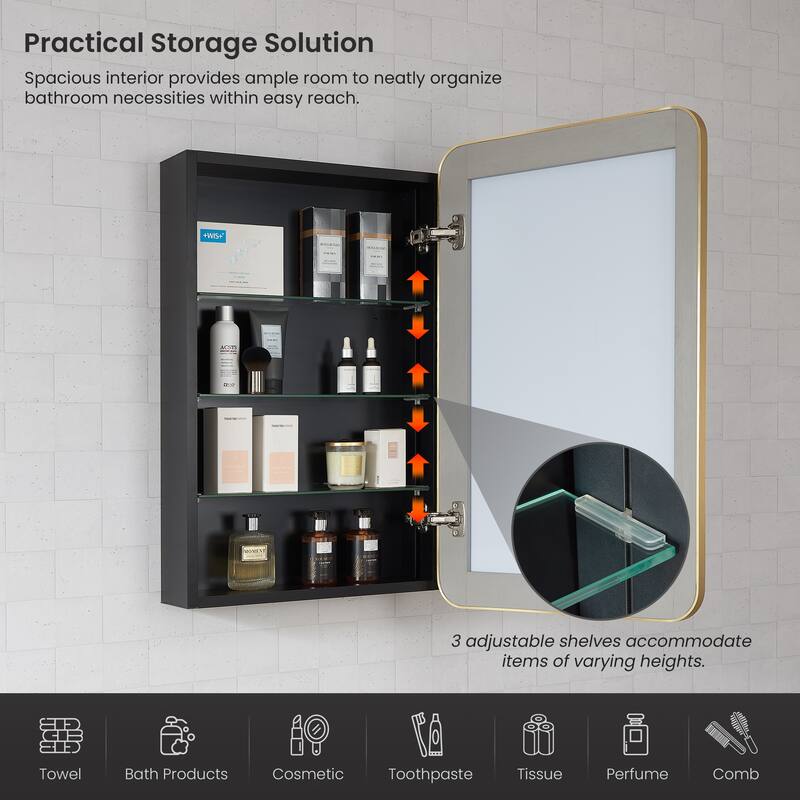 Talayuela Rectangular Aluminum Framed Medicine Cabinet with Mirror