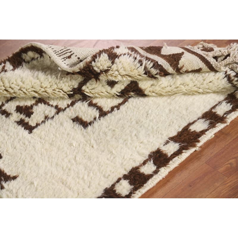 Anatolian Geometric Turkish Runner Rug Handmade Wool Carpet - 3'2"x 11'9"