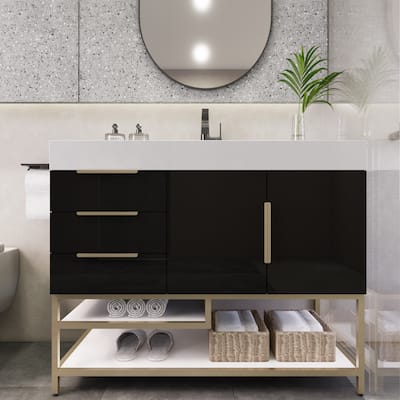 Noble 42" Free Standing Vanity (L Drawer) with Reinforced Acrylic Sink - 42" Width