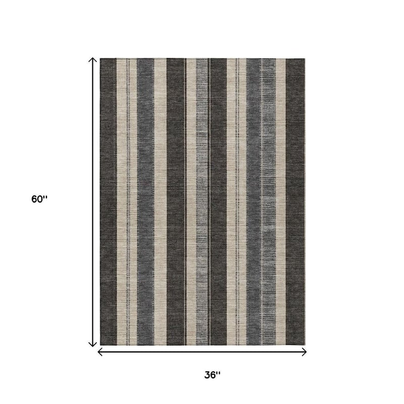 HomeRoots Striped Transitional Rectangle Outdoor Rug