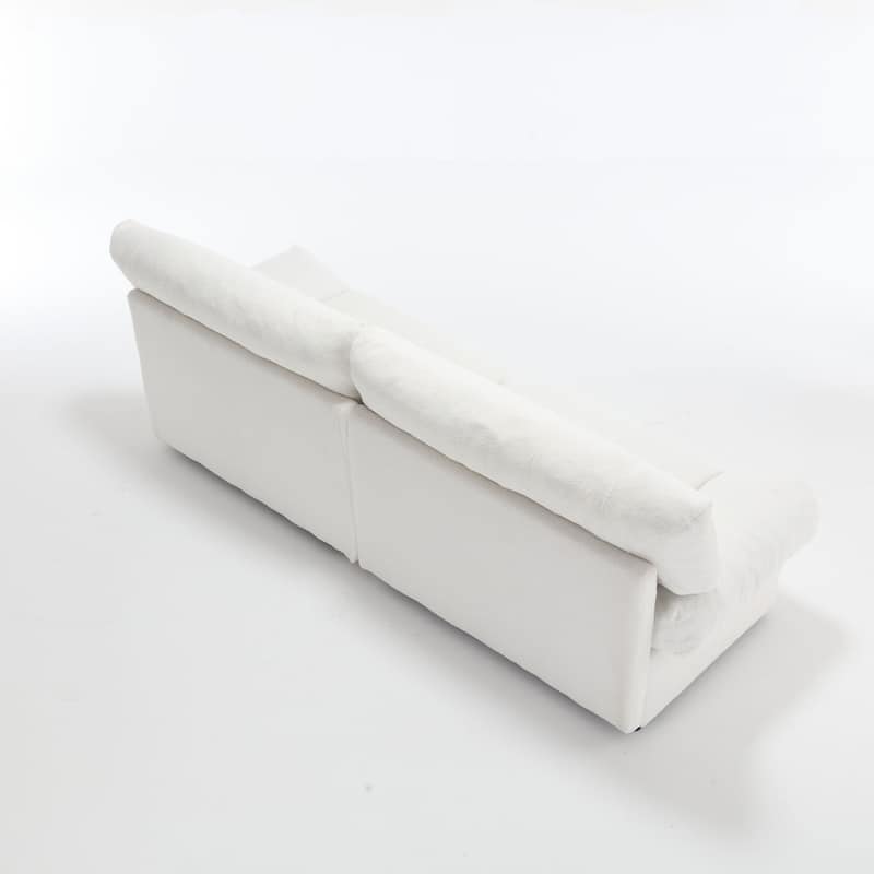 Cloud Style Sofa, Teddy Velvet Fabric, Comfy Padded Cloud Couch for Living Room, Apartment