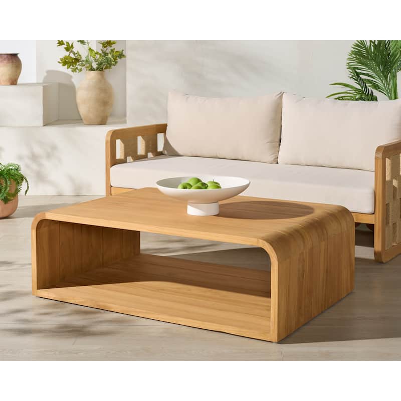 SAFAVIEH Couture Cove Teak Outdoor Coffee Table - 47"W x 32"D x 15"H