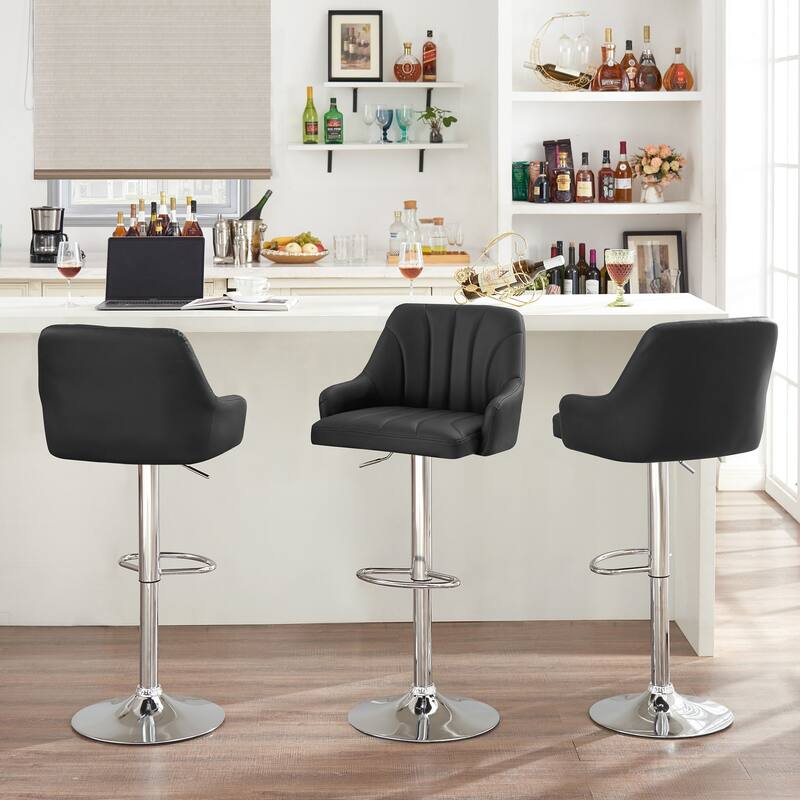 Barstools Set of 4, Counter Height Bar Stools Adjustable Stools with Back and Arm, Kitchen Island Stools Swivel Bar Chairs