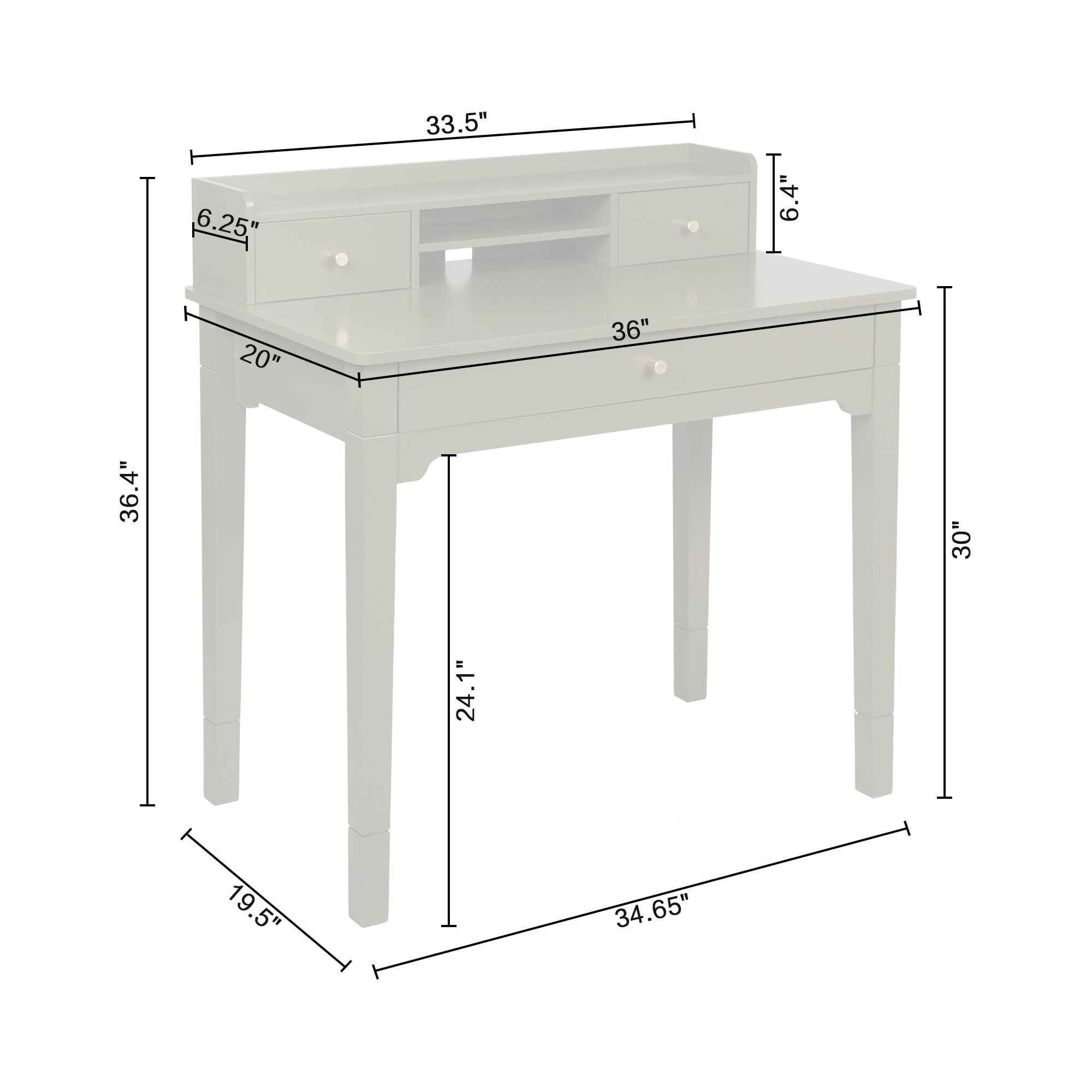 Lifestorey Keaton Desk with Hutch