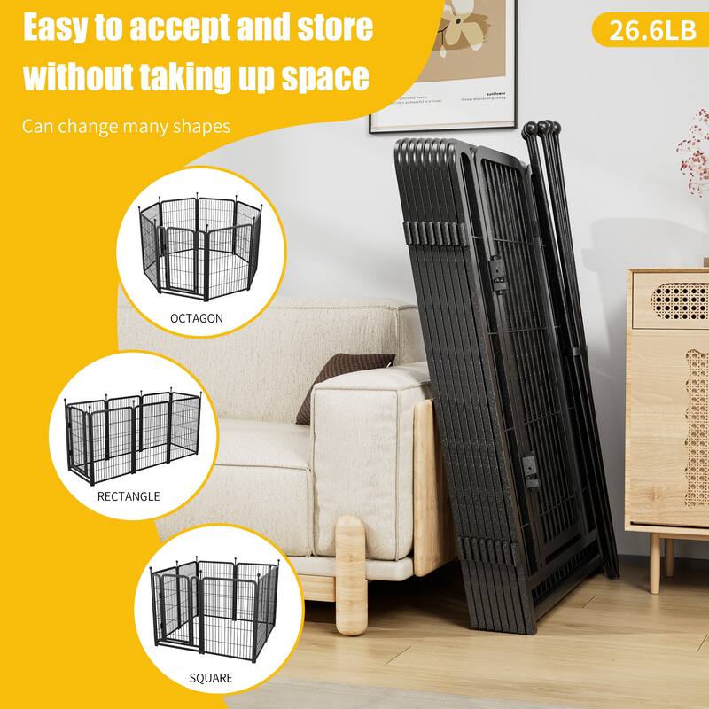Dog Playpen 8 Panels 40" Height Heavy Duty Dog Fence Puppy Pen for Large Small Dogs Indoor Outdoor Foldable Pet Exercise Pen