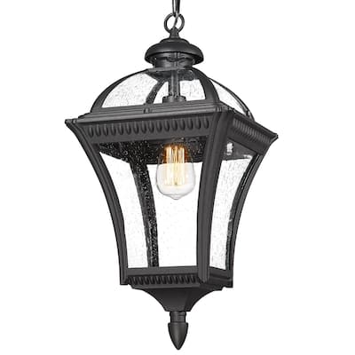 21"Outdoor Pendant Light with Seeded Glass