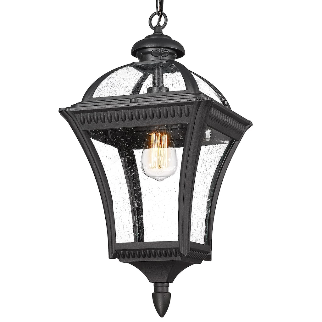 21"Outdoor Pendant Light with Seeded Glass