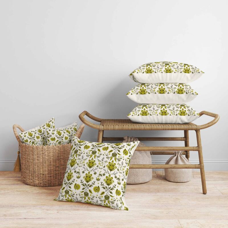 Breezy Botanicals Faux Suede Reversible Throw Pillow Green