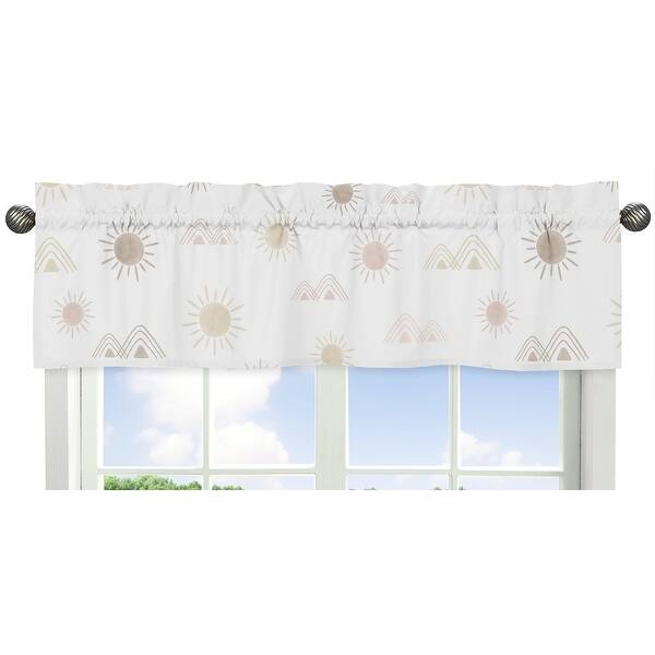 slide 2 of 4, Boho Desert Sun Window Curtain Valance - Blush Pink Mauve Gold Taupe Bohemian Watercolor Mountains Southwest Nature Outdoors