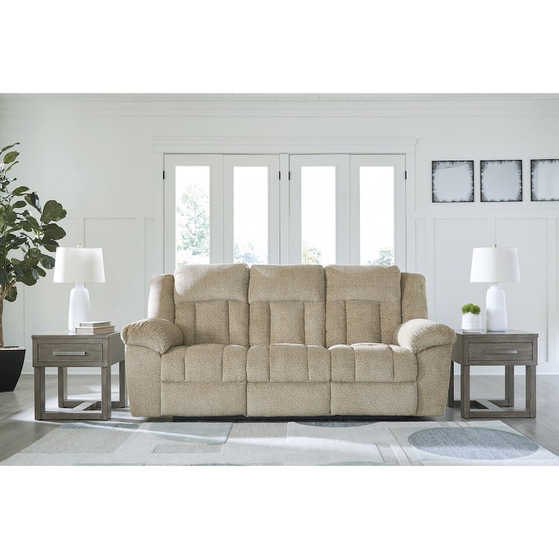 Signature Design by Ashley Tip-Off Power Reclining Sofa - 91"W x 42"D x 45"H - Beige