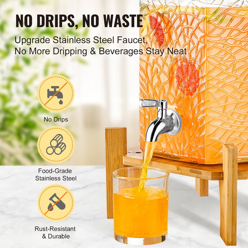 Beverage Dispenser with Spigot and Lid, Iced Tea Lemonade Juice Water Dispenser