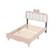 preview thumbnail 6 of 14, Cute Princess Bed Upholstered Platform Bed with Headboard, Unique Princess Design Bed Frame with Bow-Knot & Metal Leg