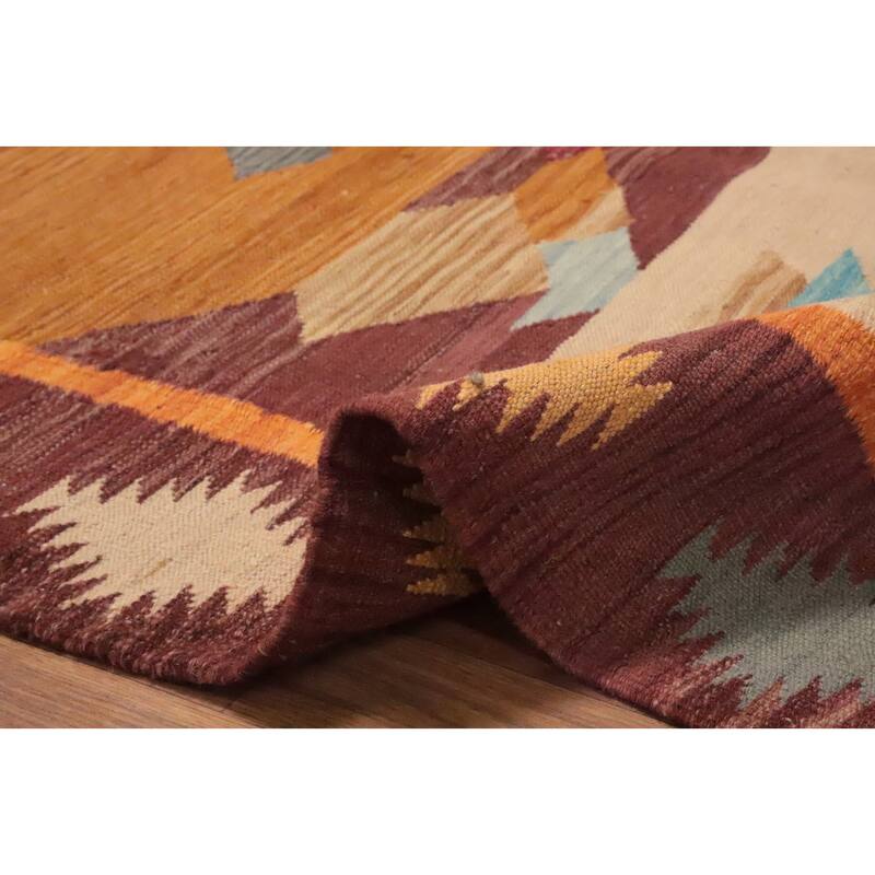 Hand Woven Oriental 100% Wool Carpet Southwestern Tribal Multi-Colored Kilim Area Rug - 9' 9'' X 8' 5''