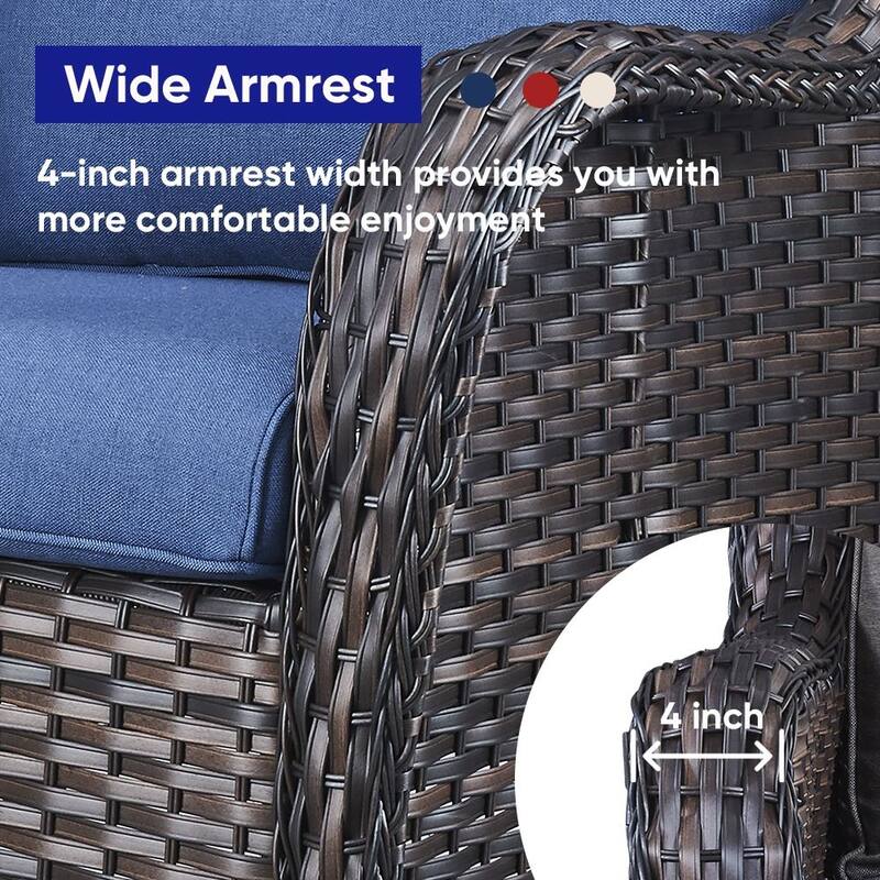 Gymojoy 6-Piece Outdoor Wicker Patio Furniture with Fire Pit, Rattan Coversation Set with Water Resistant Thick Cushions