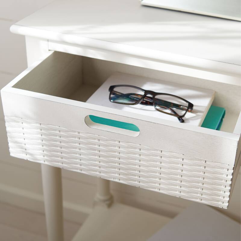 SAFAVIEH Macie 3-Drawer Console Table - 47.3" W x 13" L x 29.5" H - 47.3" W x 13" L x 29.5" H - 47Wx13Dx30H - Distressed White