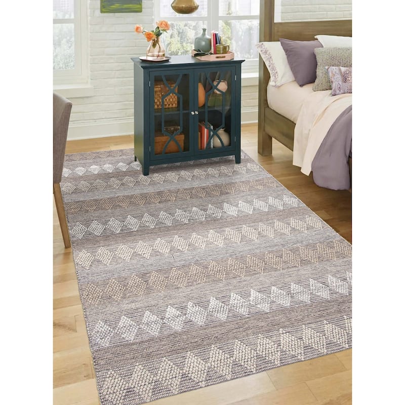 ECARPETGALLERY Braid weave Sienna Khaki Wool Rug - 6'1 x 9'0
